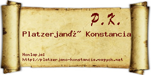 Platzerjanó Konstancia névjegykártya